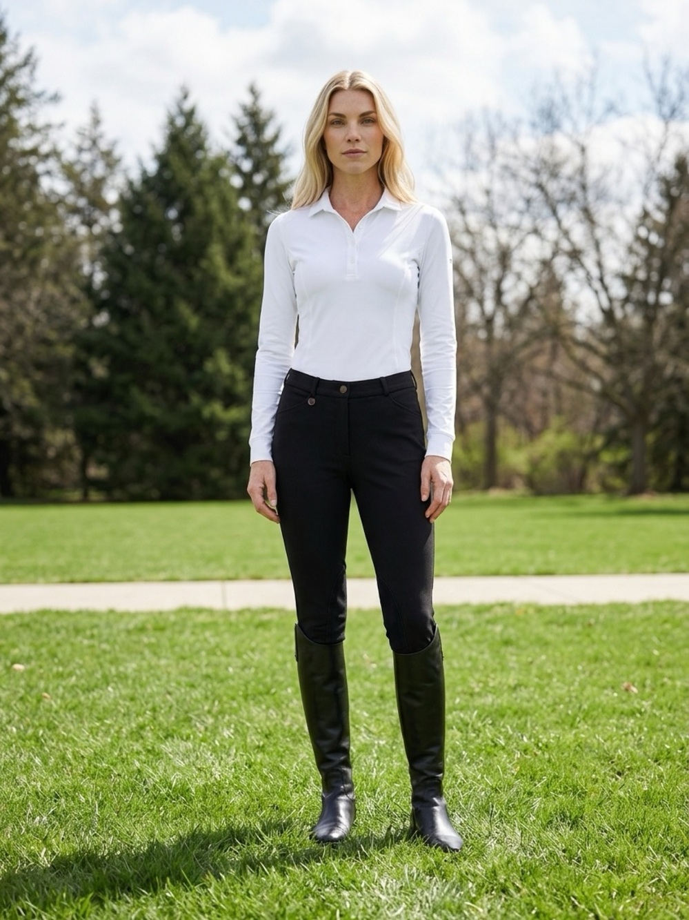 On Course Women's Black Riding Full Seat Cotton Naturals